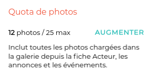 Quota de photos Montre le quota de photos