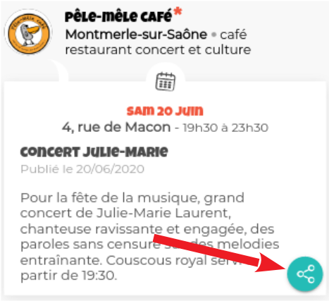 Invitation depuis une actualité