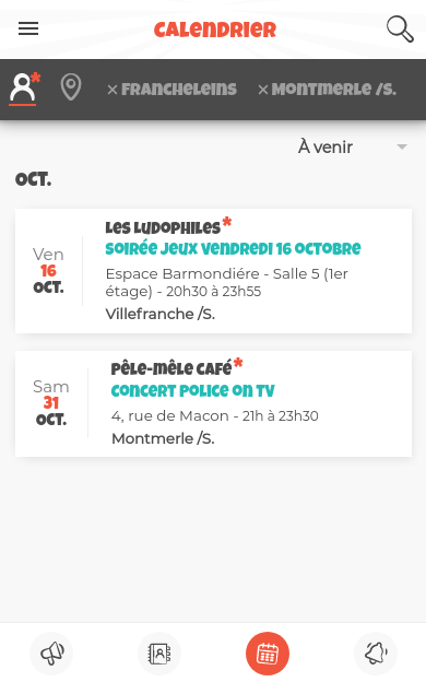 Calendrier acteurs suivis Exemple de Calendrier avec les acteurs suivis