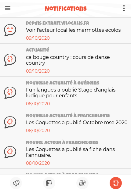 Exemple de liste de notifications