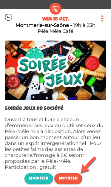 Montre le bouton Notifier sur un événement