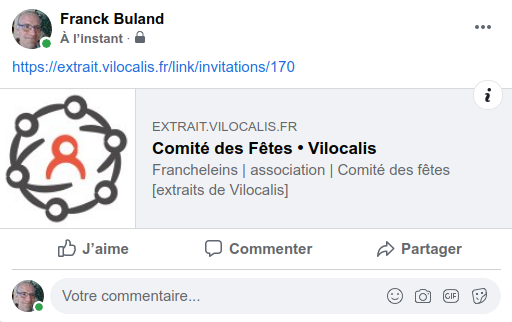 Partage Facebook d'un acteur local Exemple de partage Facebook d'un acteur local