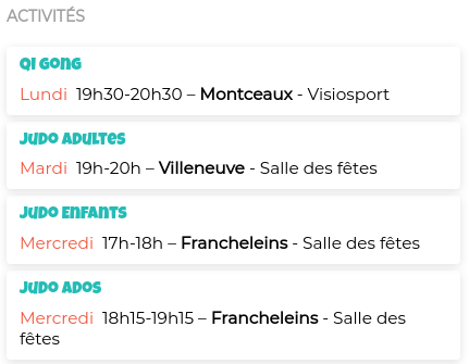 Activités Exemple d'activités