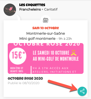 Partager une actualité Montre le bouton pour partager une actualité