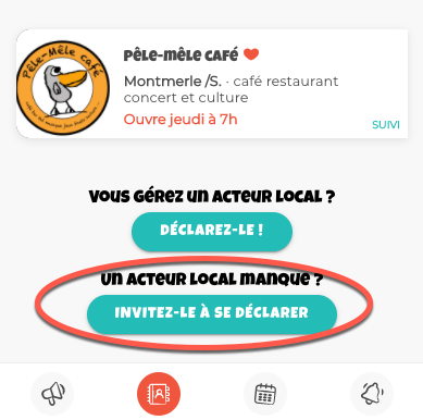 Inviter acteur depuis annuaire Montre pour inviter un acteur depuis annuaire