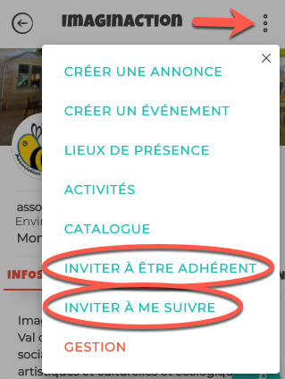 Inviter sur une fiche acteur Montre comment inviter sur une fiche acteur