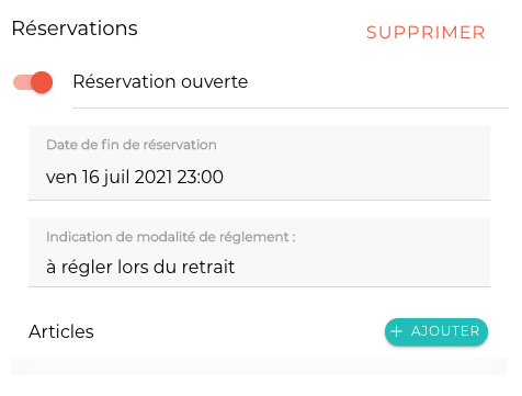 Ilustre comment configurer la réservation