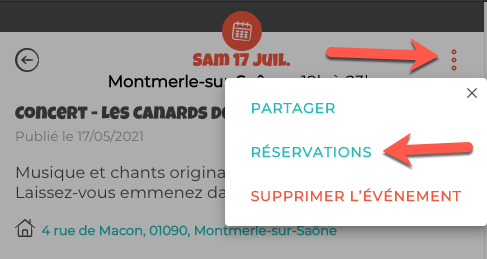 Montre comment accéder à toutes les réservations