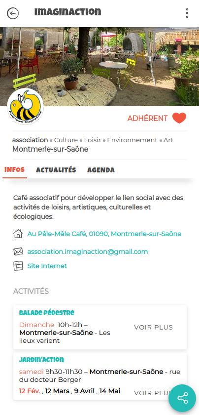 Exemple de fiche associative avec des activités