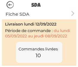 Sur l'accueil SDA, montre le nombre de commandes livrées