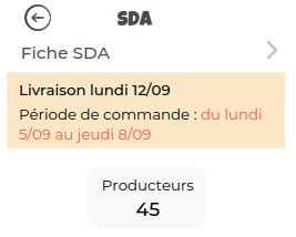 zone SDA avec période de commande et producteurs