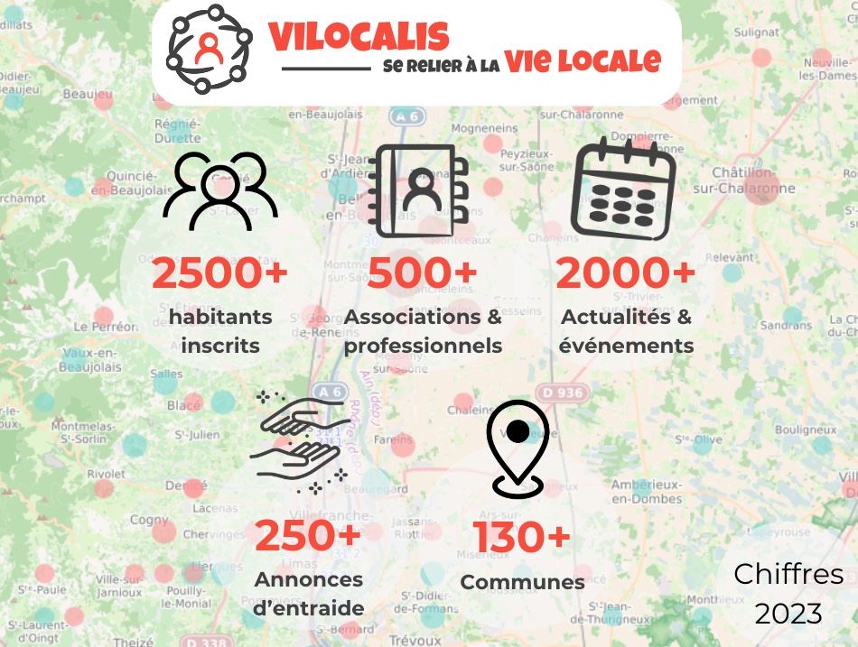 Les chifres clés Vilocalis sur une carte