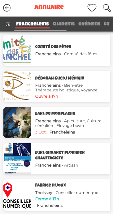 Annuaire Vilocalis des acteurs locaux à Francheleins